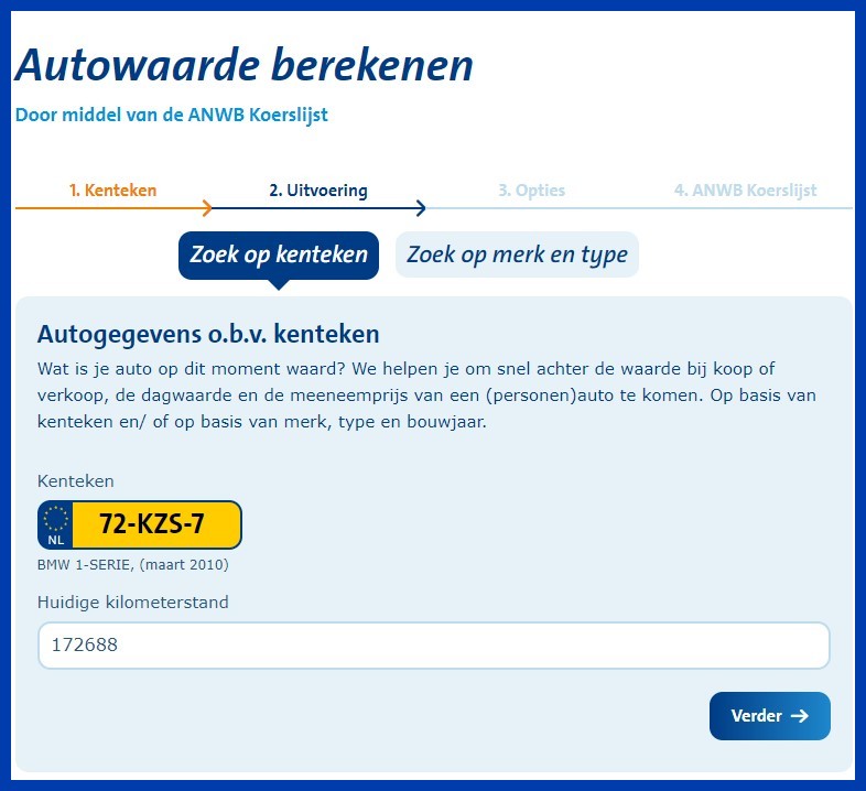 dagwaarde_auto_via_anwb_koerslijst_kenteken_kilometers_invullen